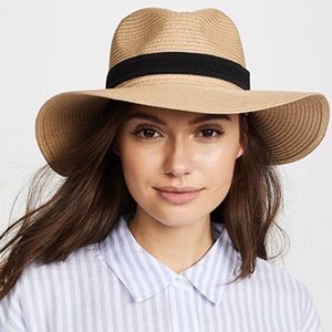 Madewell Travel straw floppy packable tan hat